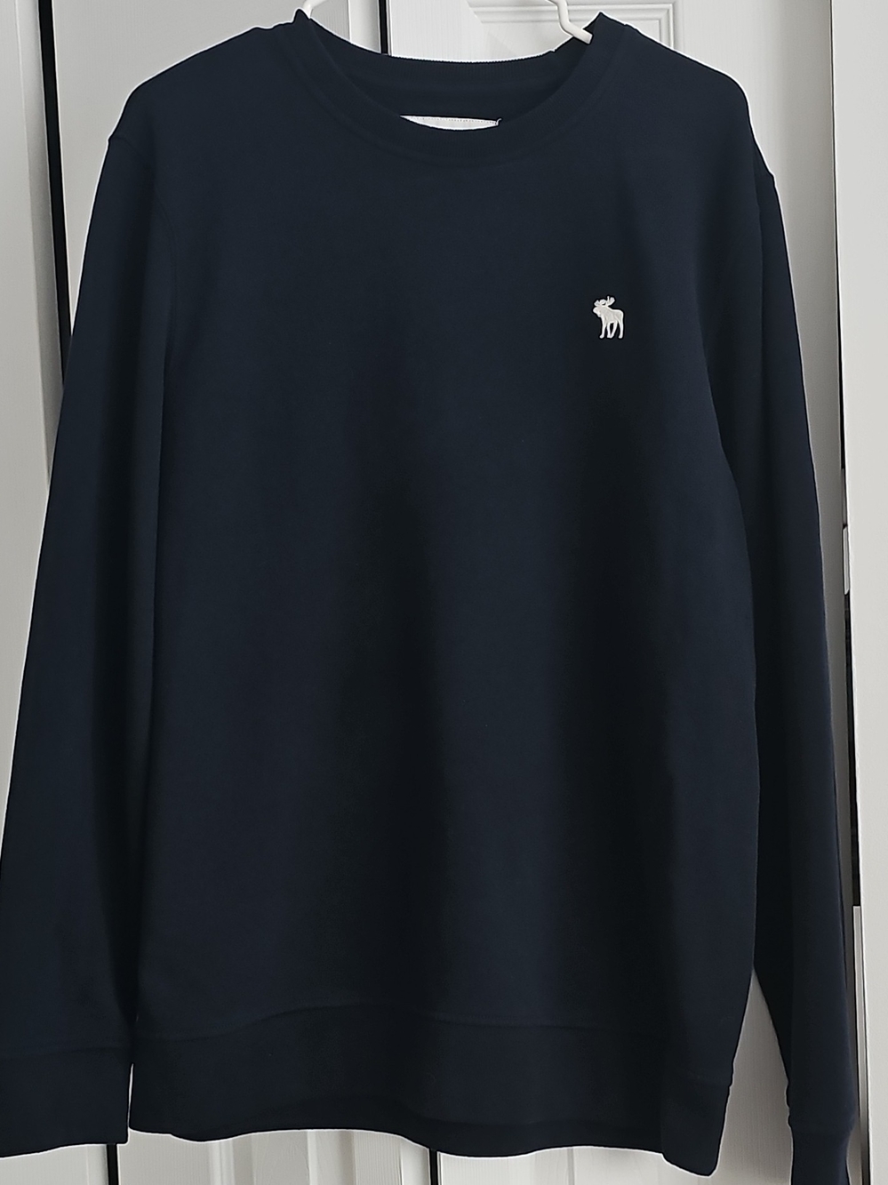 Abercrombie & Fitch Navy Crewneck Sweatshirt with White Moose Logo